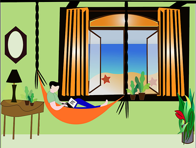 WFH beach house design illustration illustrator illustrator cc images imagination ui ui design vector view workfromhome