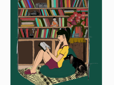 girl reading at home adobe adobefresco colors design designer fresco illustration images imagination ipad ui ui design uidesign uiux vector