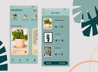 GreenHome adobe adobexd app app design design greenery images indoor plants landingpage plant pot ui design uidesign uiux