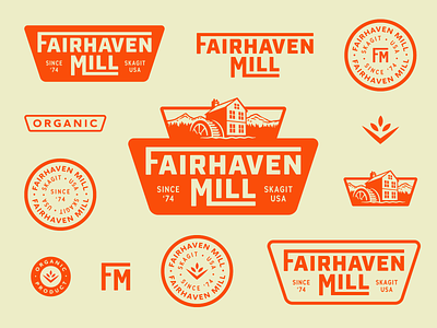 Fairhaven Mill 50s brand brand design branding design grain illustration industrial logo mill organic retro vintage