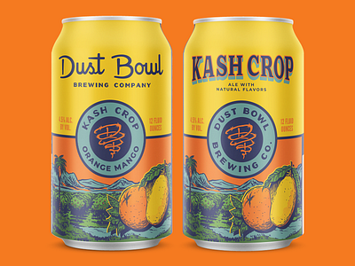 Kash Crop beer california can craft beer illustration label mango orange orange crate packaging typography vintage