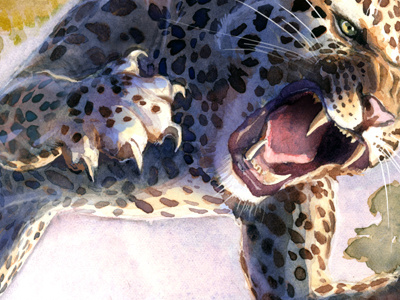 Leopard Attack africa attack digital hunt illustration leopard painting safari savanna teeth watercolor
