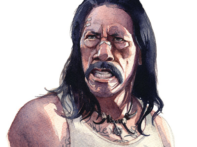 Machete action actor danny trejo illustration movie painting portrait watercolor
