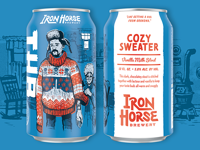 Cozy Sweater beer can christmas craft beer grandma halftone handmade illustration knitting label packaging sweater texture