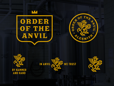 Order of the Anvil beer brand book branding brewery craft beer design gold gryffin illustration logo logo system premium speciality