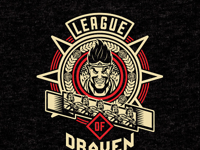 League of Draven Tee badge gaming graphic design illustration merchandise portrait propaganda shirt video games