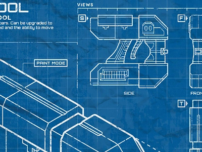 Matter Manipulator Poster blueprint gaming graphic design gun illustration merchandise poster schematic space tool video games