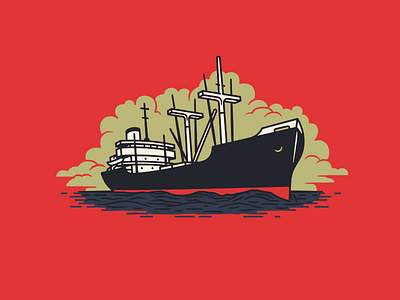 Tramp Steamer boat brand design illustration logo maritime nautical ocean packaging sea ship vintage