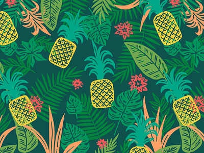 Pineapples beer design drink floral flower fruit illustration jungle packaging pattern tropical