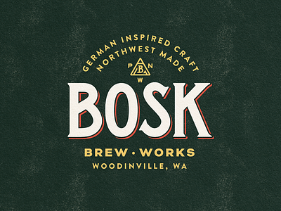 Bosk Brew Works bear beer brand craft design handmade illustration mountain pacific northwest packaging