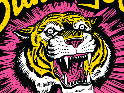 Tiger Tee animal beer design drawing handmade illustration ink merchandise roar shirt tiger typography