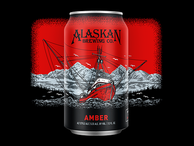 Alaskan Amber alaska beer boat can craft beer design illustration label ocean packaging redesign wilderness