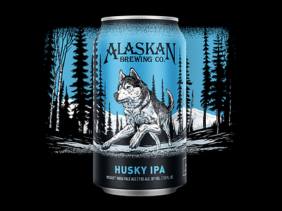 Alaskan Husky IPA alaska beer can craft beer dog husky iditarod illustration label packaging redesign winter