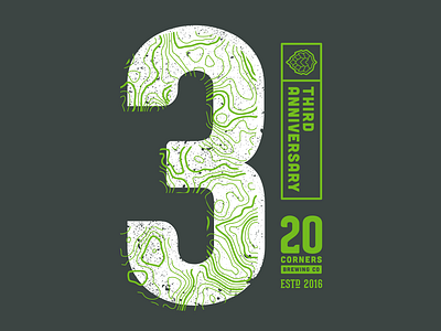 3rd Anniversary Shirt anniversary beer branding craft beer grunge hop map merchandise topographic