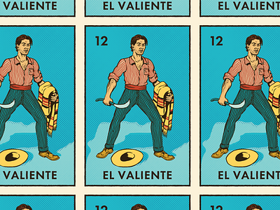 El Valiente beer can craft beer design grunge halftone illustration loteria mexican mexico packaging vintage