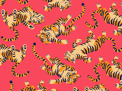 Tiger Nap animal beer colorful craft beer cute design illustration jungle packaging pattern pattern design tiger tropical