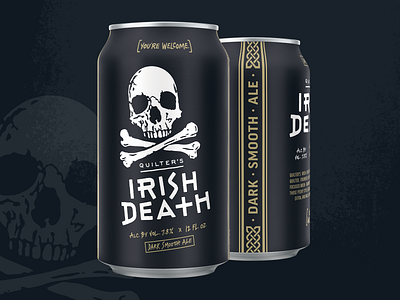 Quilter's Irish Death beer brand can craft beer death gold illustration irish packaging pattern redesign skull