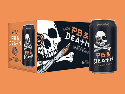 PB & Death beer box brand can craft beer crossbones death illustration packaging peanut peanut butter skull