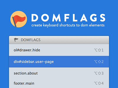 DomFlags launch party! browser chrome devtools domflags extension icon interface keyboard overlay panel shortcuts ui