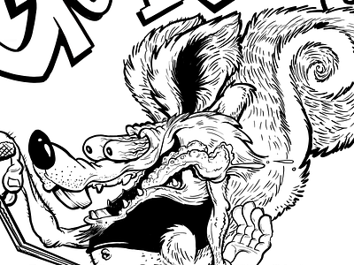 Go Nutts fink illustration lineart squirrel