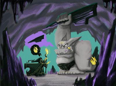 Mine digital painting fantasy art gameart illustration pastel troll wizard