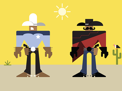 High Noon character design flat design illustration simple illustration western wild west