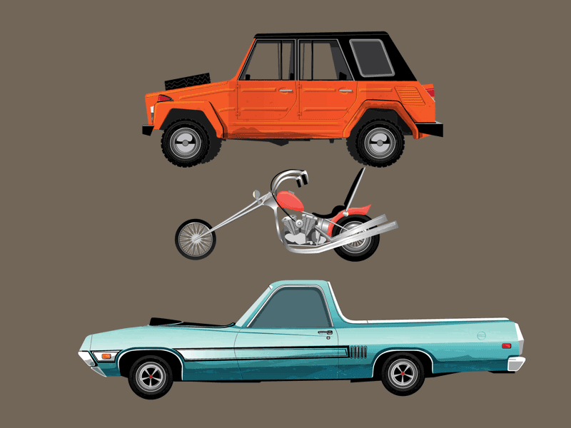 Vehicles cars motorcycle vector