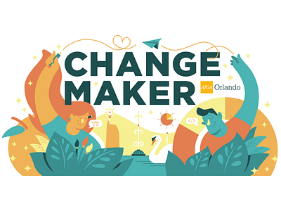 Changemaker Series Illustration aiga characters design thinking illustration orlando swan vector