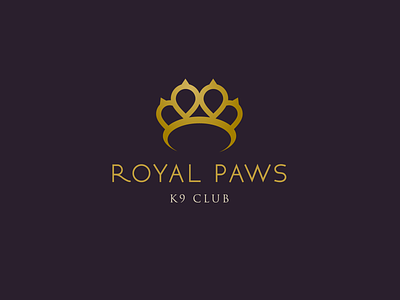 Royal Paws K9 Club Logo branding design crown logo dog gold hotel logo luxury paw print pet resort royal vector art