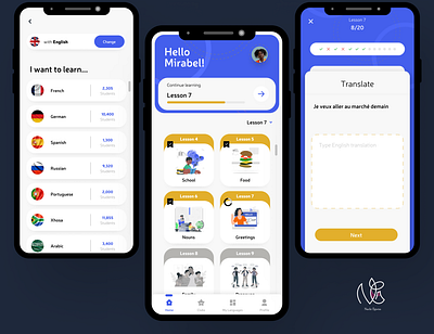 Language learning app - Lingob app design clean layout design education app illustrations language mobile app mobile interface simple design ui uiux