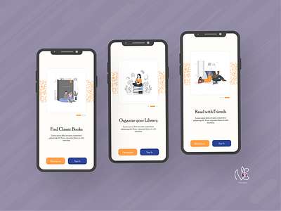 Onboarding for Bubill, an E-library app designer illustration illustrations interface design mobile app onboarding ui uiux