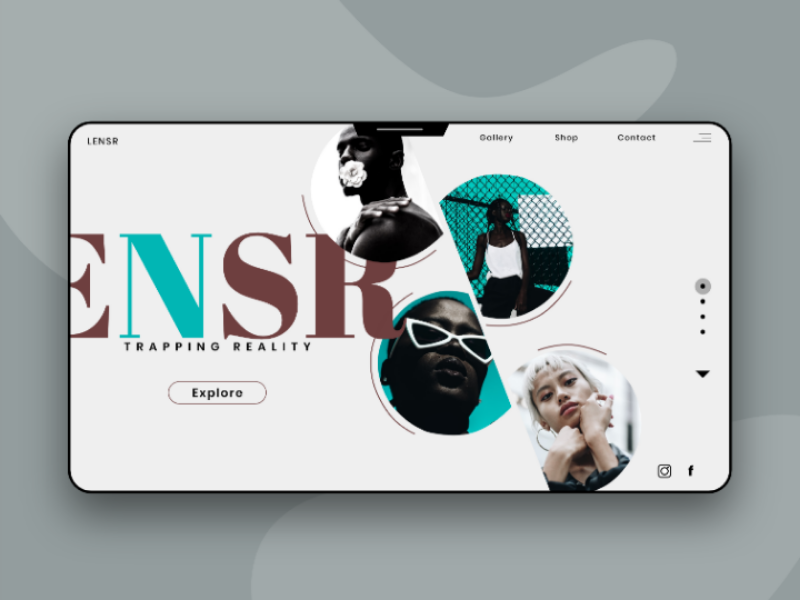 LENSR - Photographer portfolio landing page palette white web branding portfolio product interface design uiux design website