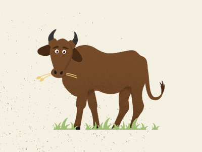Mr. Cow animal brown cow donate ears eyes grass green horns illustration justin miller legs tail