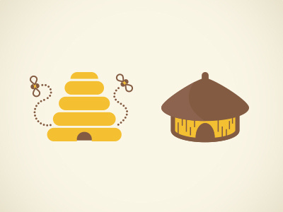 Initial Icons For Project bees brown door hive hut illustration yellow