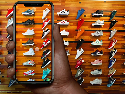 Sneaker Store AR ae animation augmented reality interaction iphone kicks mobile mvp prototype shopping sneakers ui ux xd