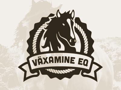 Vaxamine Logo badge brown horse logo medicine ribbon rope vaxamine