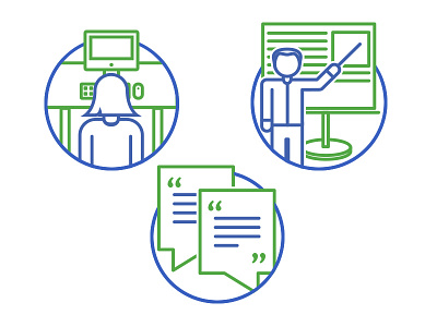 Site Icons blue computer desk faq green icons illustration