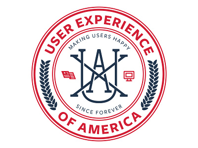User Experience of America V2 america circle computer crest flag user experience ux uxa vector