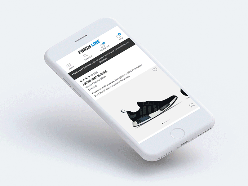 Finish Line PDP animation digital ecommerce finish line mobile shoes ui website