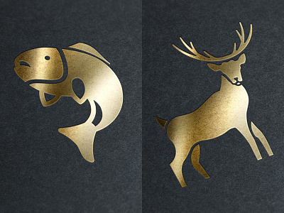 Illustrations animal antlers buck deer elk fish gold illustration stag