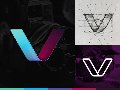 V Logo Concept branding film icon identity illustration logo mark process shadow v