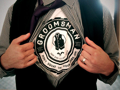 T-shirt print of groomsman crest design crest justin miller pistol t shirt vest wedding