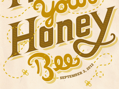 I'll Be Your Honey Bee bee brown custom type gold honey ill be your honey bee illustration print quote retro type typography vintage