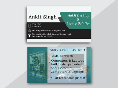 BUSINESS CARD FOR ANKIT DESKTOP AND LAPTOP SOLUTION advertisement branding business card mockup business card template businesscard design designer graphicdesigner illustration printmedia templatedesign vector visiting card design visiting cards