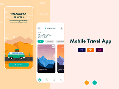 Mobile Travel app app illustration ux vector web