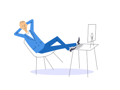 Businessman resting cartoon characterdesign flat illustration minimal retro vintage web
