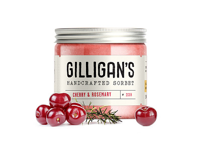 Gilligan's Sorbet Packaging food glass jar packaging sorbet typography