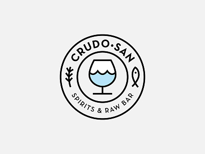 CrudoSan 2 brand deco fish logo ocean restaurant seafood spirits typography