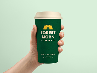 Forest Morn Cup brand identity branding coffee coffee cup packaging pine sun tree tree logo