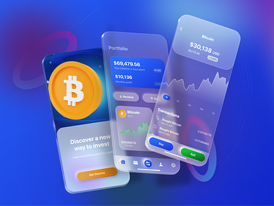 Crypto App 2022 bitcoin blockchain crypto crypto app crypto wallet cryptocurrency ethereum figma flat gradient investment app minimal mobile app mobile design nft product design ui ux wallet